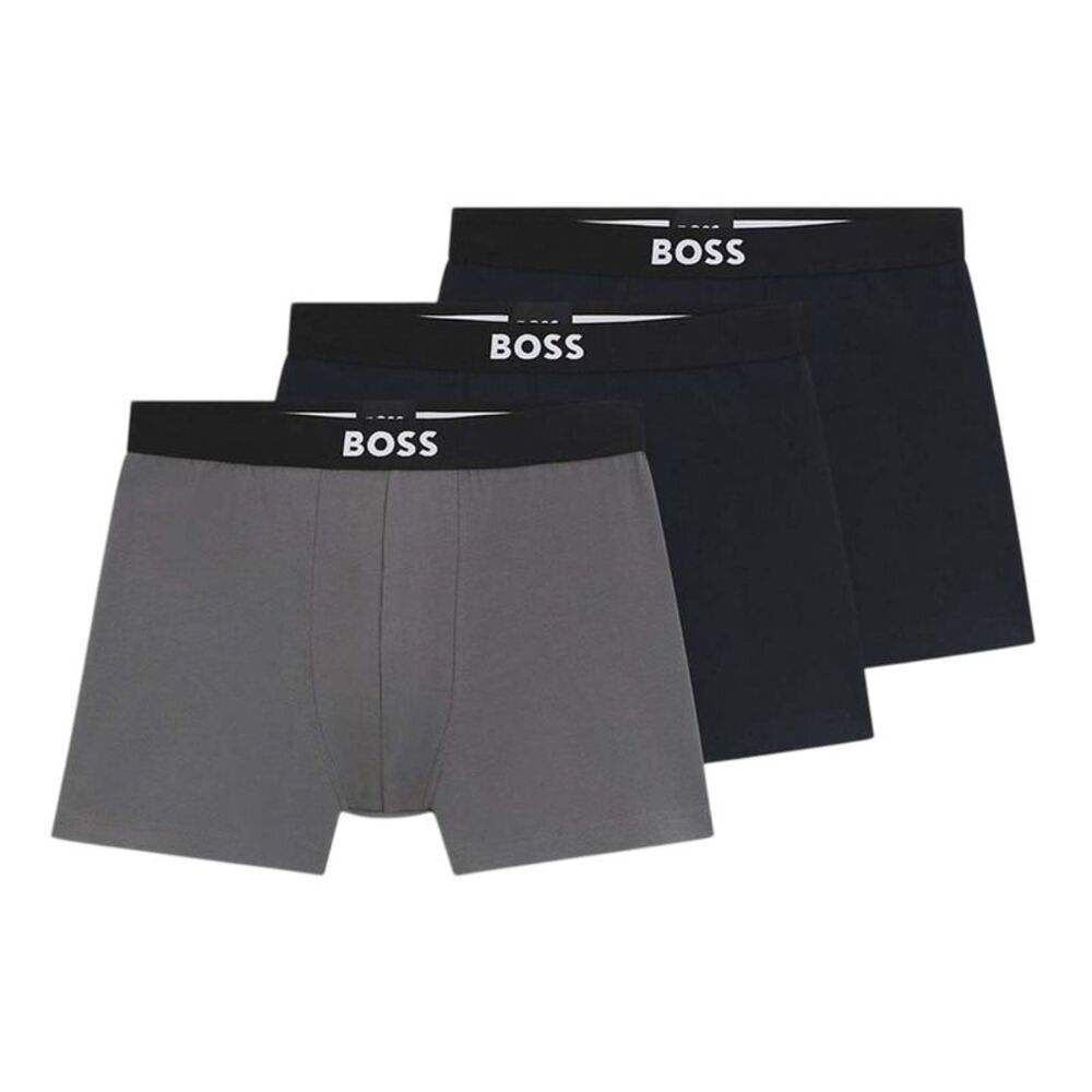 Boss Mens Polycotton Boxer Briefs (Pack of 3) / Gray/Blue/Black